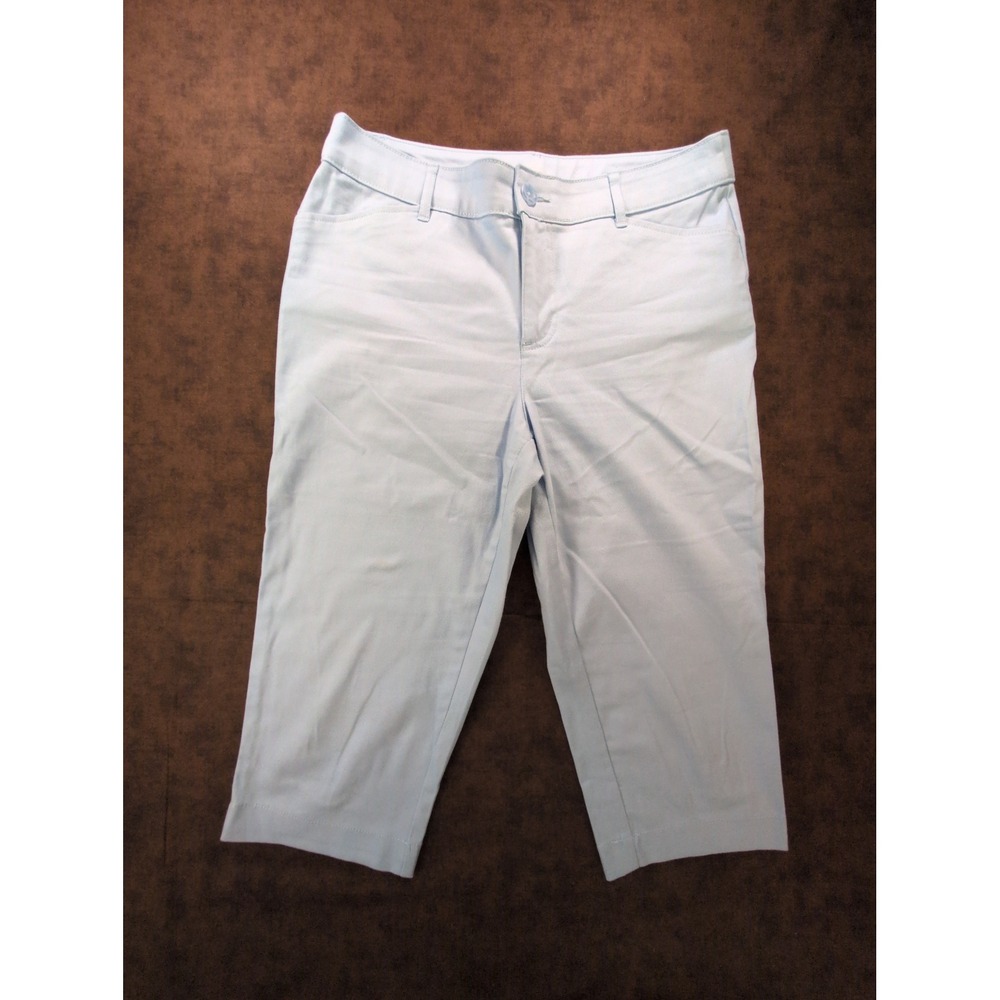 St Johns Bay Womens Baby Blue Chino Style Stretch Capri Pants Size 12 Light Blue